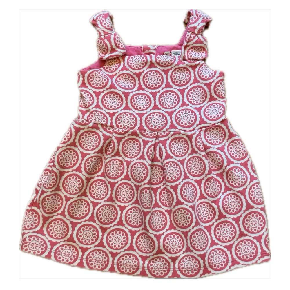 Janie and Jack Pink Circle Print Bow Strap Dress Size 18-24 months